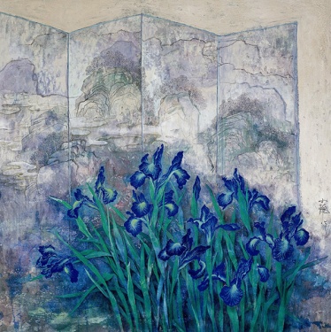 Blue irises by Cai Xiaoli 